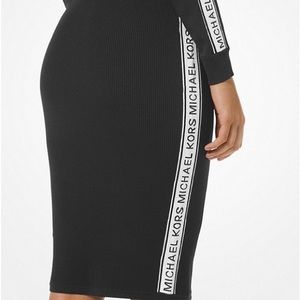 Logo Tape Stretch Viscose Pencil Skirt